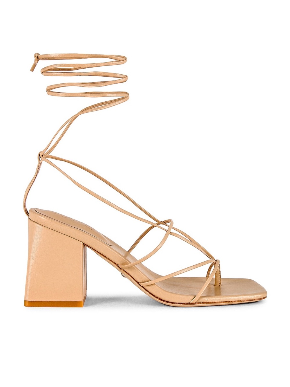 RAYE Reeves Strappy Wrap Block-Heel Sandals in Beige